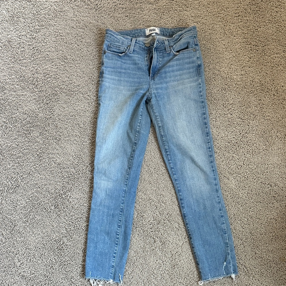 PAIGE Women's Light Blue Ankle Jeans